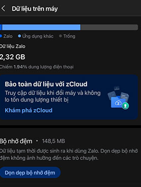 Làm thế nào để dọn dẹp bộ nhớ đang sử dụng của Zalo?