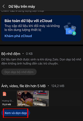 Làm thế nào để dọn dẹp bộ nhớ đang sử dụng của Zalo?